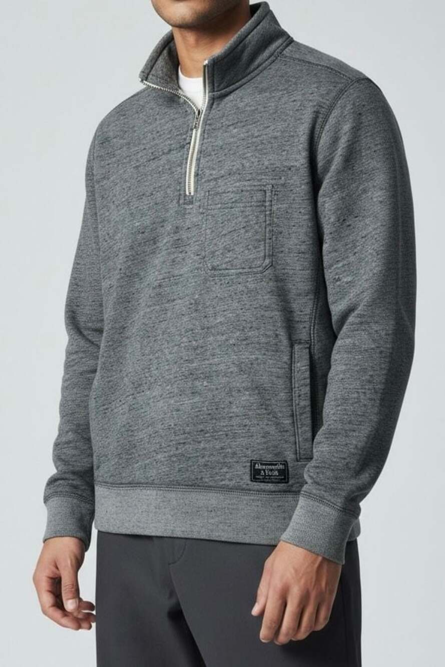 Abercrombie & Fitch Men's Muscle Fit Quarter-Zip Pullover Sweatshirt Size M